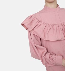 بلوزة بأكمام طويلة بياقة مكشكشة