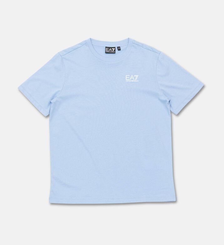 EA7 Cotton Straight Hem T-shirt, Blue, 14y, Packshot View