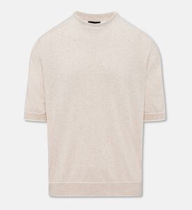 Carter and White Masha Contrast Piping T-shirt, Light-beige, M, Packshot View