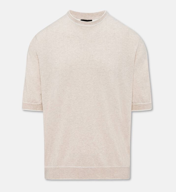 Carter and White Masha Contrast Piping T-shirt, Light-beige, M, Packshot View