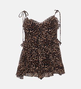 The Kooples Sheer Leopard-print Peplum Camisole, Packshot View