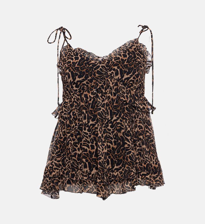 The Kooples Sheer Leopard-print Peplum Camisole, Packshot View