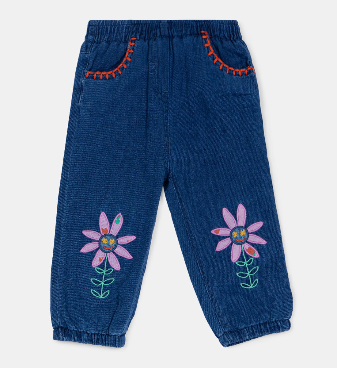 Baby girl embroidered jeans clearance