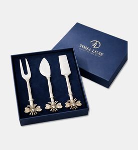 Tohfa Luxe Bee Brass 3-piece Cheese Knife Set, Packshot View