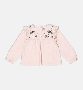 Cotton Floral-embroidery Flared Top