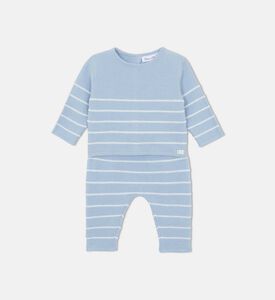 طقم بنطال وبلوزة محبوكين مخططين