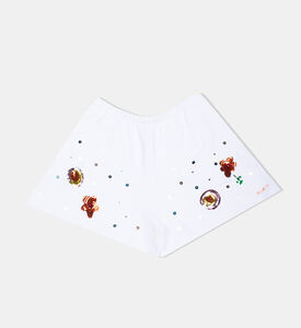 شورت مطرز بالترتر للبنات الصغيرات