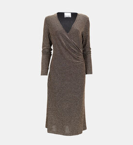 Metallic V-neck Wrap Fitted Dress