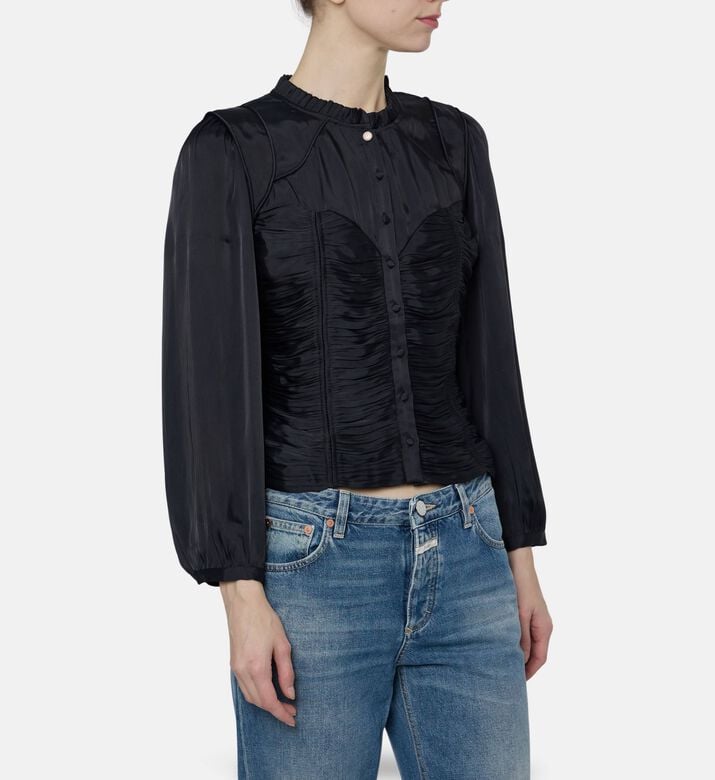 Ba and Sh Ruched Button-up Shirt, Model View