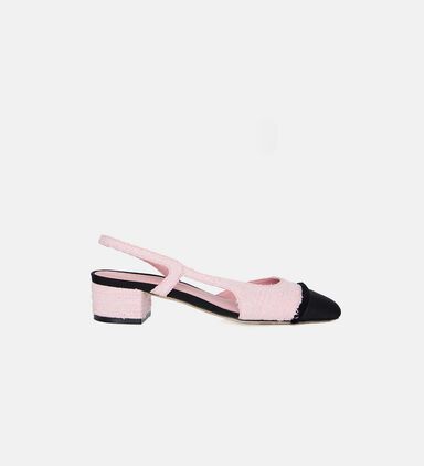 Textured Fabric Slingback Pumps