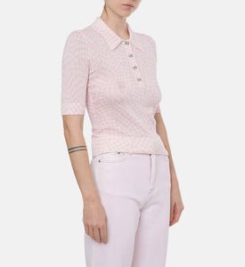 Ganni Cotton All-over Print Polo Shirt, Model View