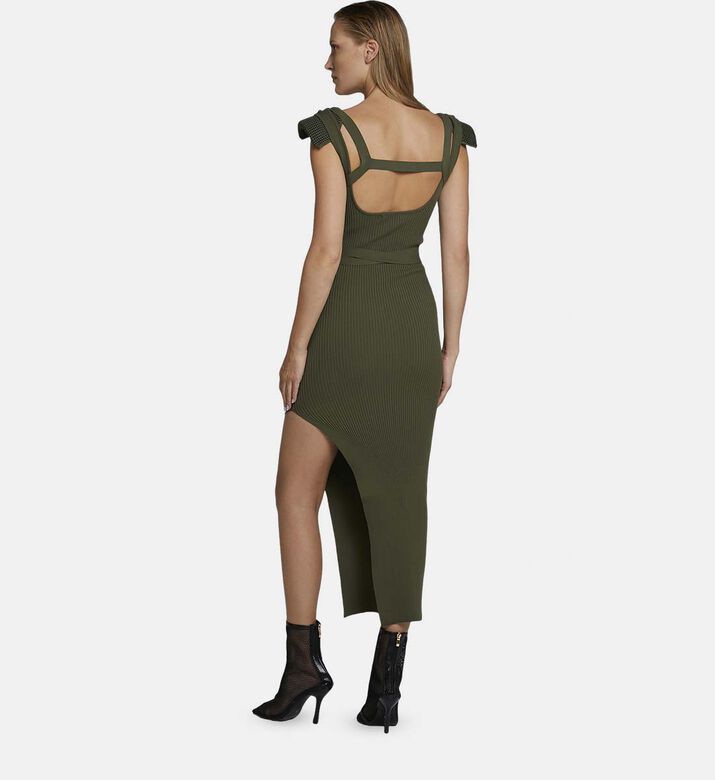 Knit Square Neckline Midi Dress