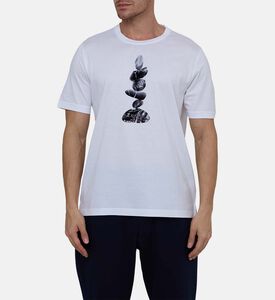 تيشيرت قطن بطبعة وياقة دائرية قصيرة الأكمام