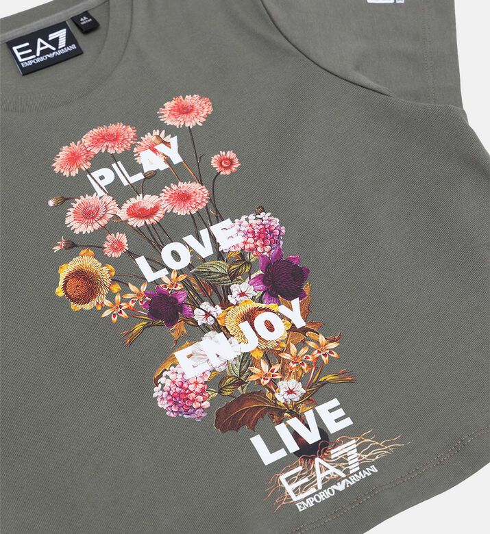 تيشيرت بياقة دائرية بطبعة أزهار