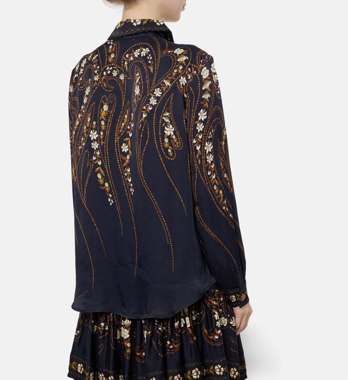 Farm Rio Floral-print Button Closure Shirt, Model View