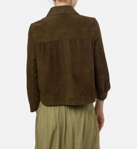 Ba and Sh Milas Leather Jacket, Khaki, L, Model View