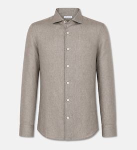 Tagliatore Linen Long-sleeve Regular-fit Shirt, Taupe, 43, Packshot View