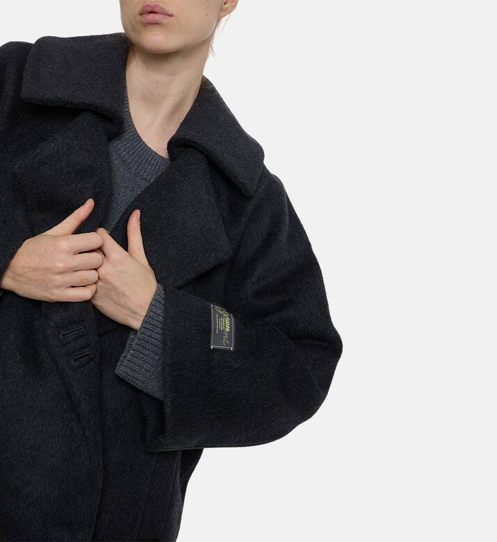 Ganni Double Face Long-sleeve Coat, Model View Ganni Double Face Long-sleeve Coat, Model View