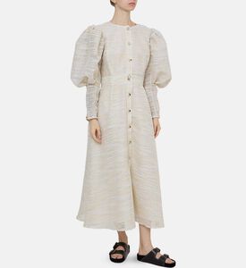 فستان متوسط الطول بأكمام منتفخة