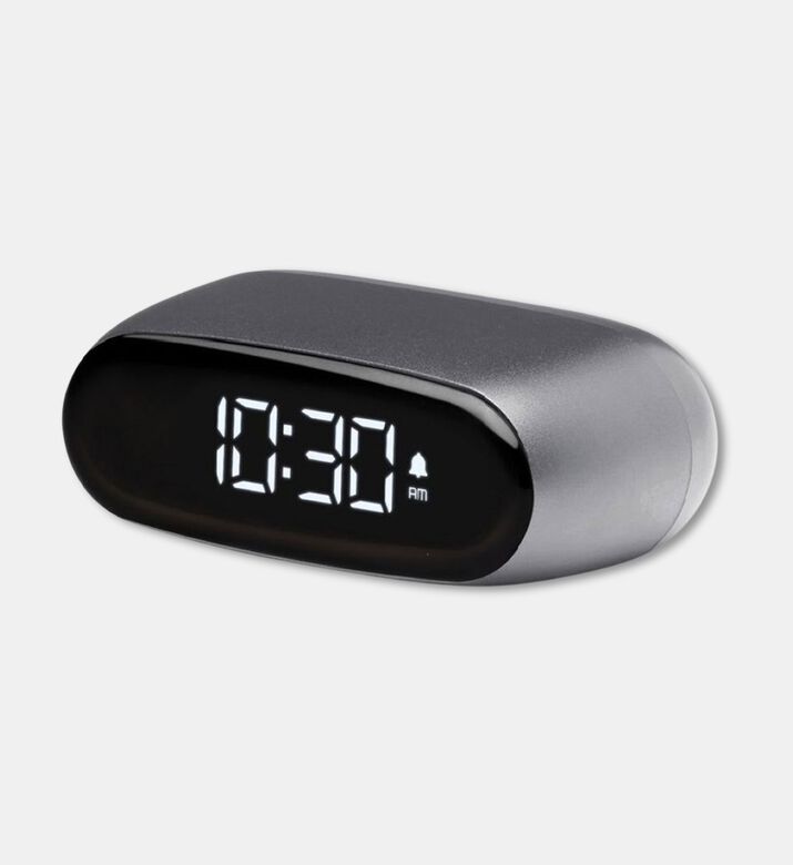 Lexon Design Minut Compact Alarm Clock, Dark-grey, Packshot View
