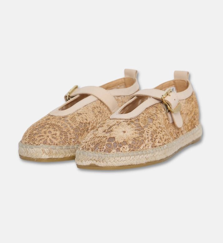 Kanna Lace Mary Jane Espadrilles, Camel, Eu-41, Packshot View