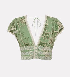Alice + Olivia Embroidered V-neck Cropped Top, Packshot View