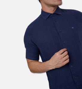 Hackett London Logo-embroidery Short-sleeve Shirt, Navy, S, Model View