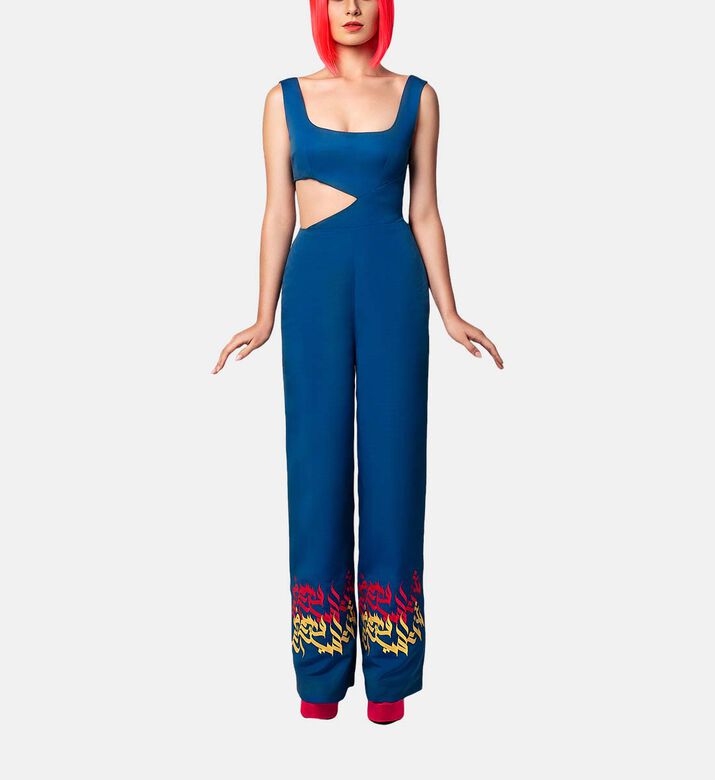 Arabic Calligraphy-embroidery Jacquard Wide-leg Jumpsuit