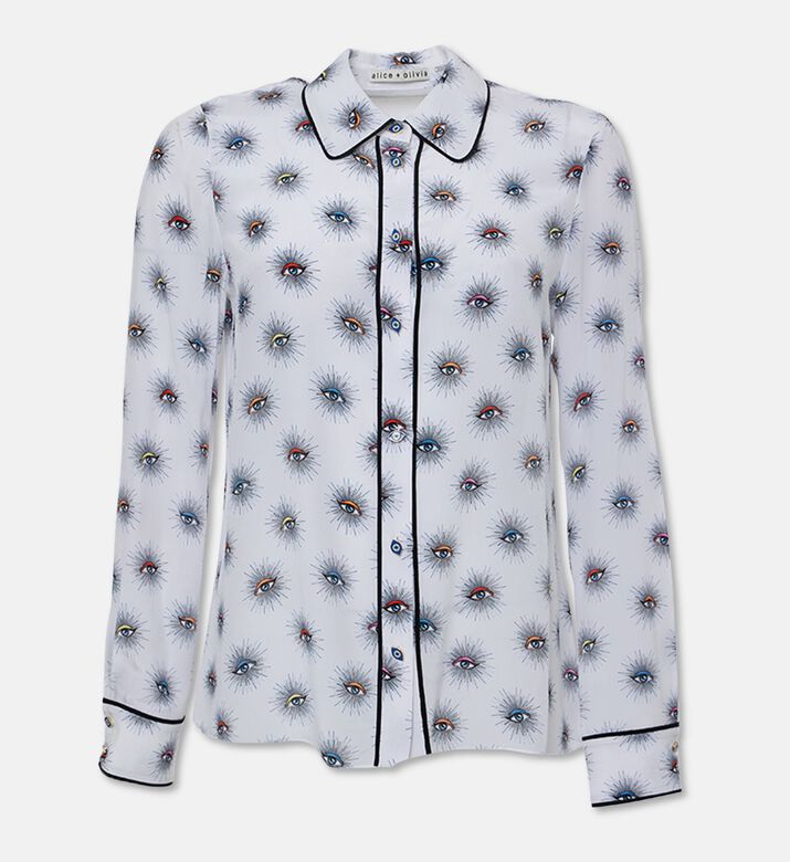 Alice and Olivia Willa Evil Eye All-over Print Blouse, Packshot View