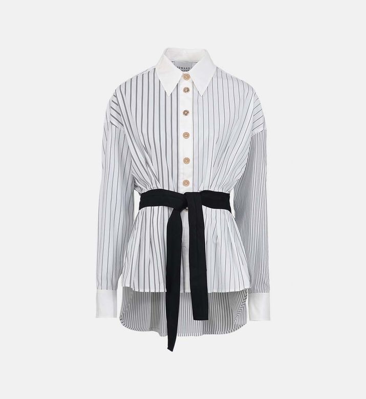 Striped Button-front Blouse