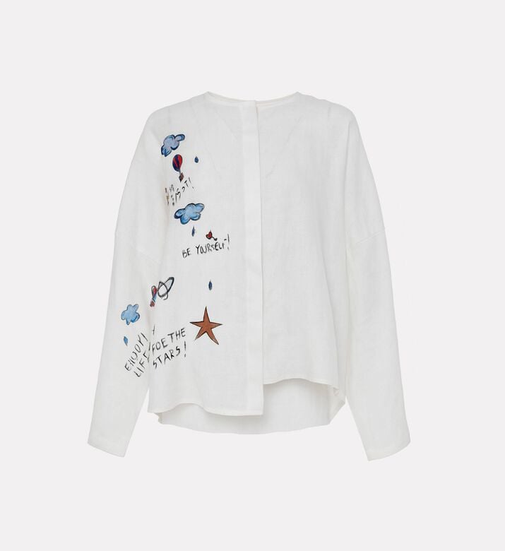 Angelina Linen Sun Back-print Oversized Shirt, Packshot View