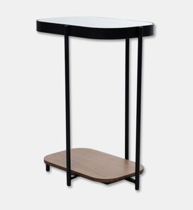 Home Deco and More Glam Wood Top Sofa Side Table, Oak, 33x47-cm, Packshot View
