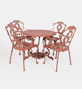 Home Deco and More Antoinette Dining Table With 4 Chairs Red 100 Cm, Packshot View