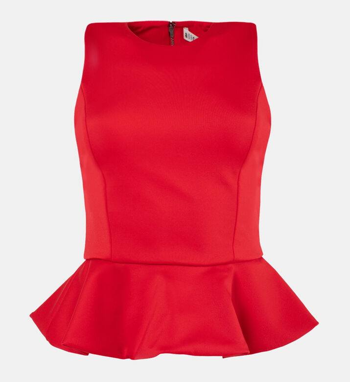 بلوزة بوبي بيبلوم مستديرة ومكشوفة الظهر