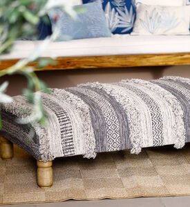 Home Deco and More Wendy Handloom Ottoman, Packshot View Home Deco and More Wendy Handloom Ottoman, Packshot View
