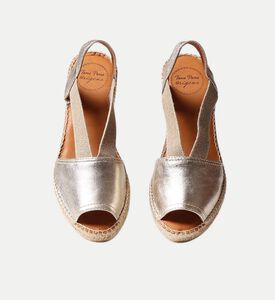 Toni Pons Teidi-p Leather Mid-wedge Open-toe Espadrille, Light-gold, Eu-42, Packshot View
