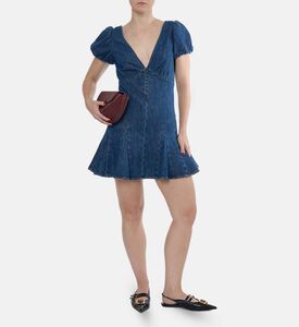 Alice and Olivia Puff Sleeve Denim Mini Dress, Model View