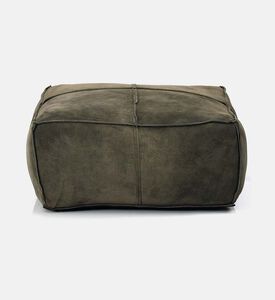 Home Deco and More Elmer Suede Leather Square Pouf, Green, Packshot View