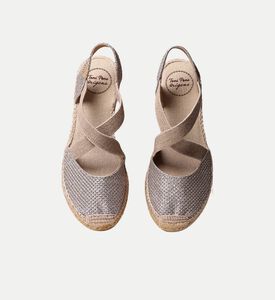 Toni Pons Saba-s Shimmery Textile Mid-wedge Espadrille, Light-gold, Eu-40, Packshot View