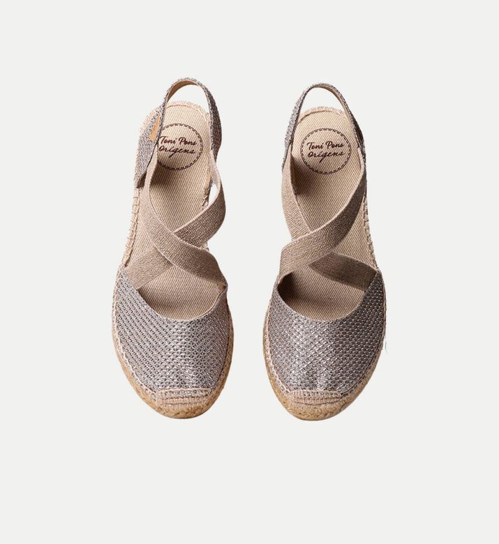 Toni Pons Saba-s Shimmery Textile Mid-wedge Espadrille, Light-gold, Eu-40, Packshot View