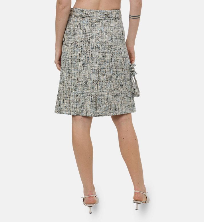 Ganni Tweed Wrap Midi Skirt, Model View