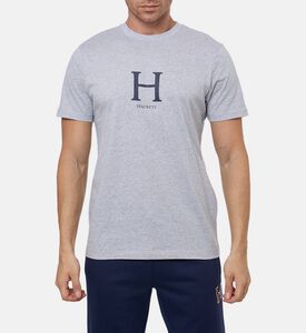 Hackett London Logo-detail Ribbed Short-sleeve T-shirt, Light-grey, S, Model View