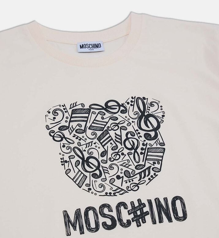 Moschino BKT Teddy Bear Musical Graphic T-shirt, Ivory, 14y, Packshot View Moschino BKT Teddy Bear Musical Graphic T-shirt, Ivory, 14y, Packshot View