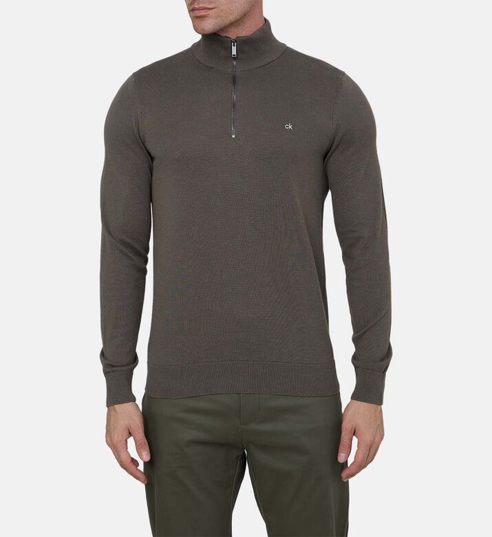 Cotton Silk Blend Quarter-zip Pullover