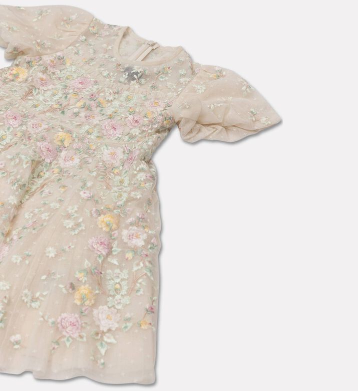 Needle & Thread Dress Garden Puff, Cream, 6y, Packshot View