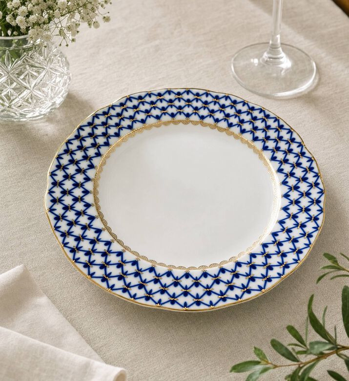 Imperial Cobalt Net Tulip Cake Plate, Model View