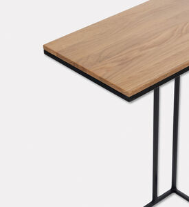 Home Deco and More Aston Wood Top Sofa Side Table, Black, 40x25-cm, Packshot View