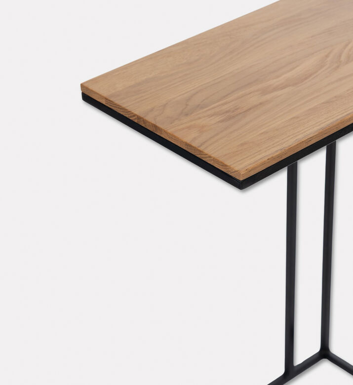 Home Deco and More Aston Wood Top Sofa Side Table, Black, 40x25-cm, Packshot View