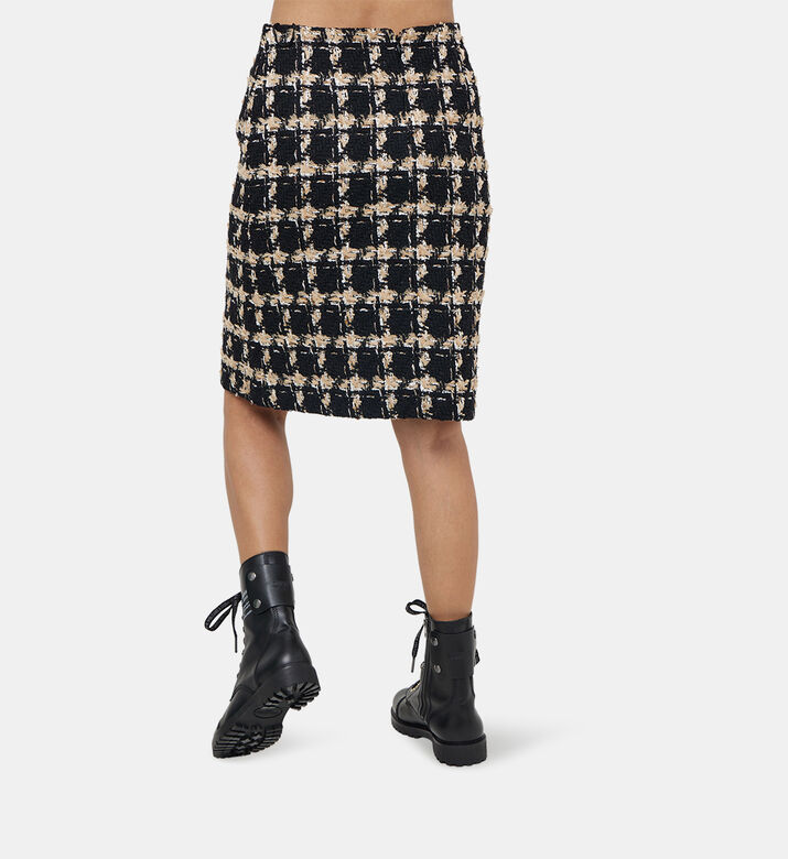 Tweed Checkered Short Skirt