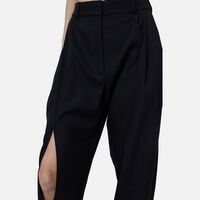 Vertical Slit Knees Wool Blend Pants